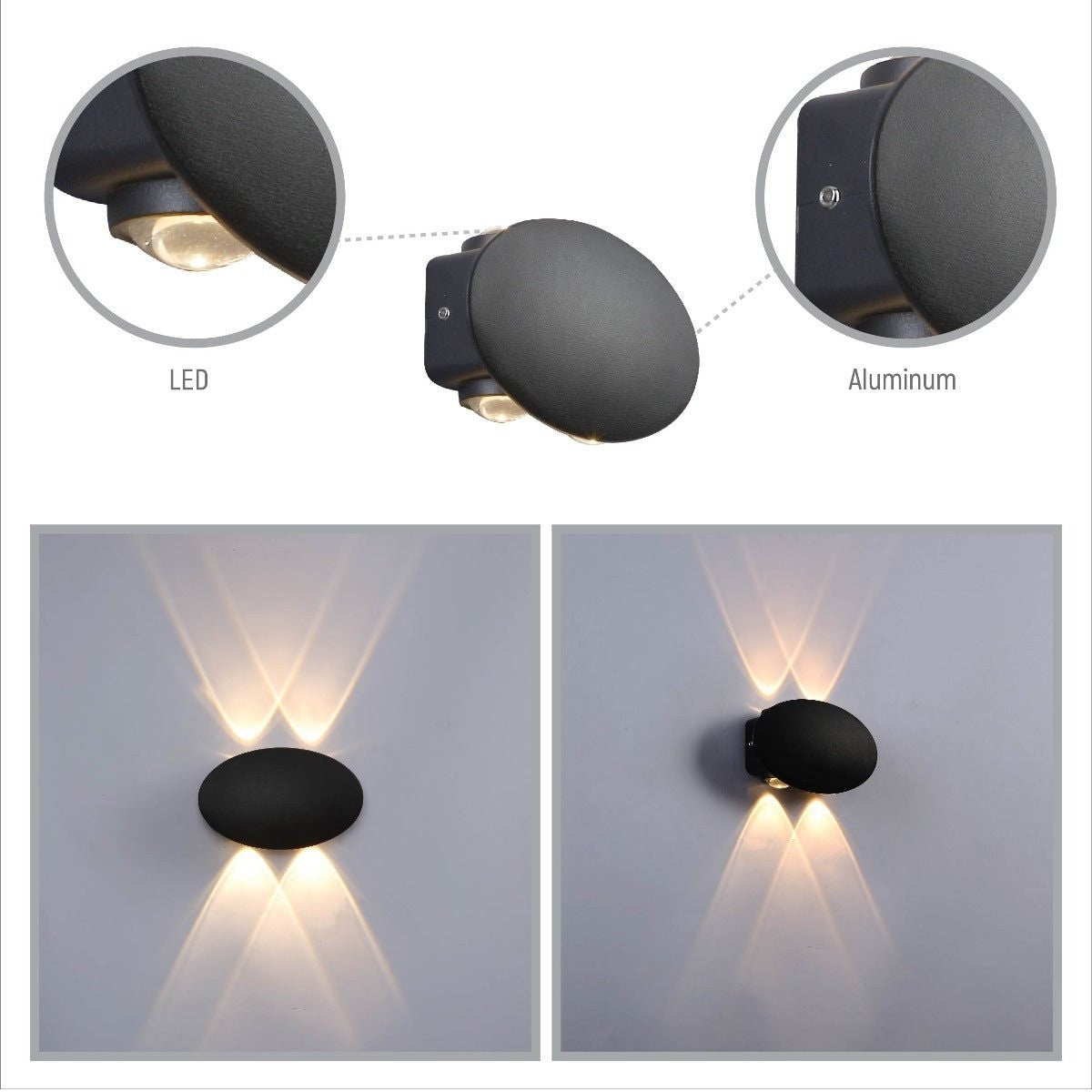 Black Ellipse Up/Down LED Wall Light