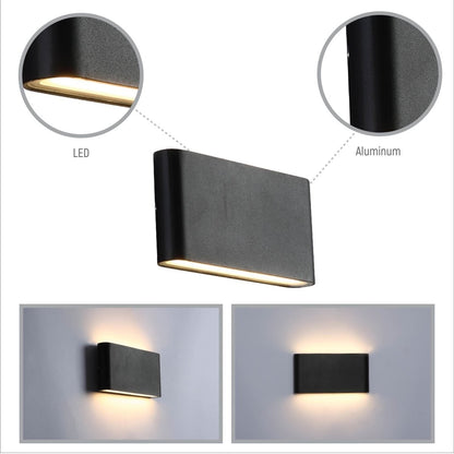 Black Slim Cuboid Up Down Outdoor Modern LED Wall Washer Light