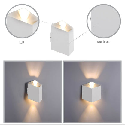 White Cuboid Up Down Outdoor Modern LED Wall Light