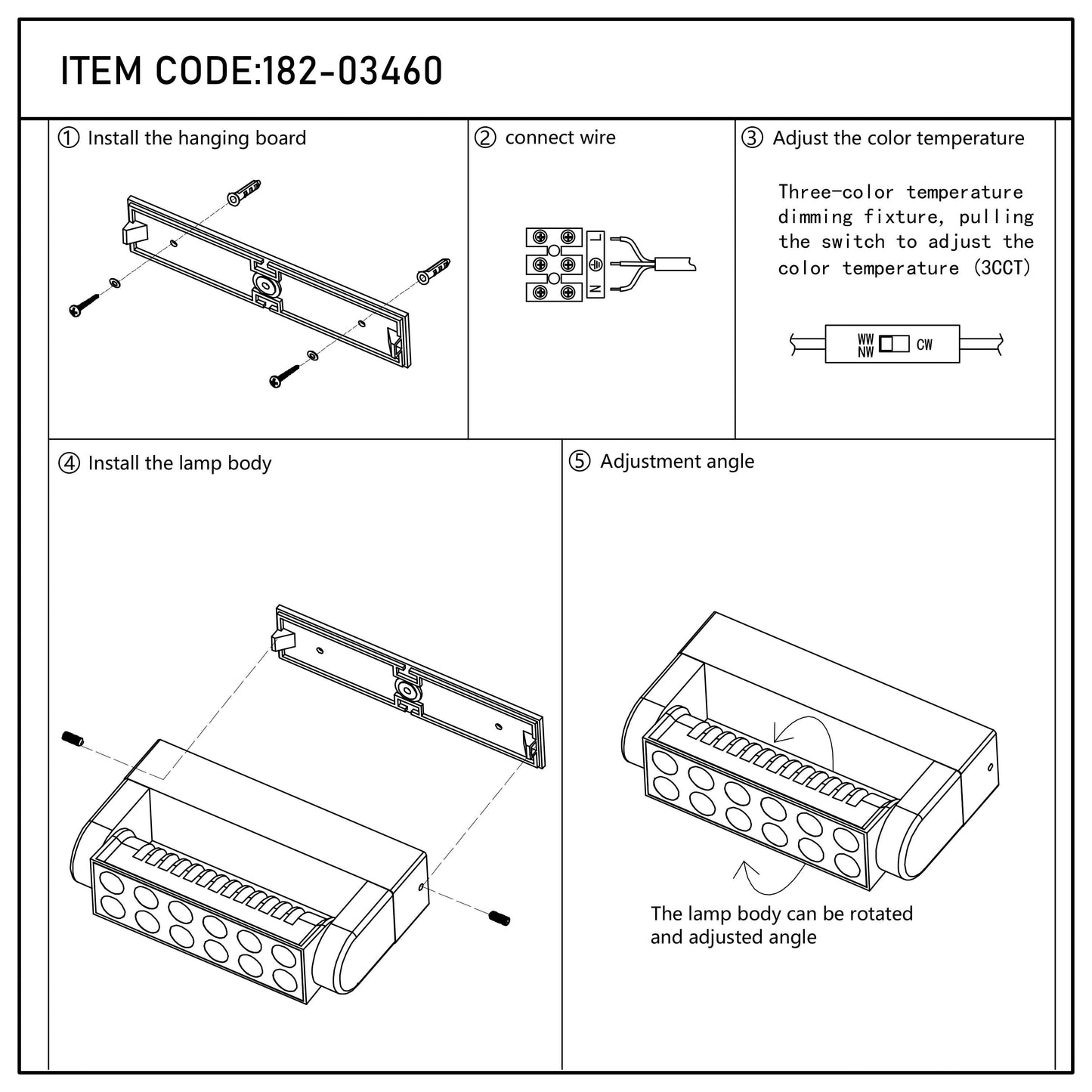 12W Black LED Wall Washer Light, IP65 Outdoor, 3CCT Selectable