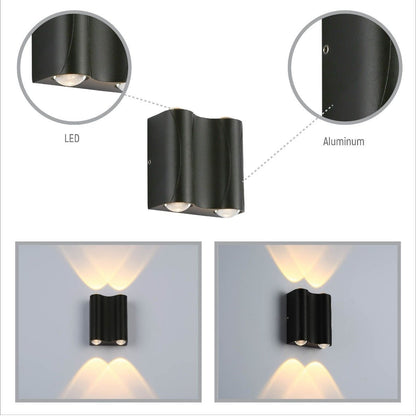 Black Corrugated Up Down Outdoor Modern LED Wall Light