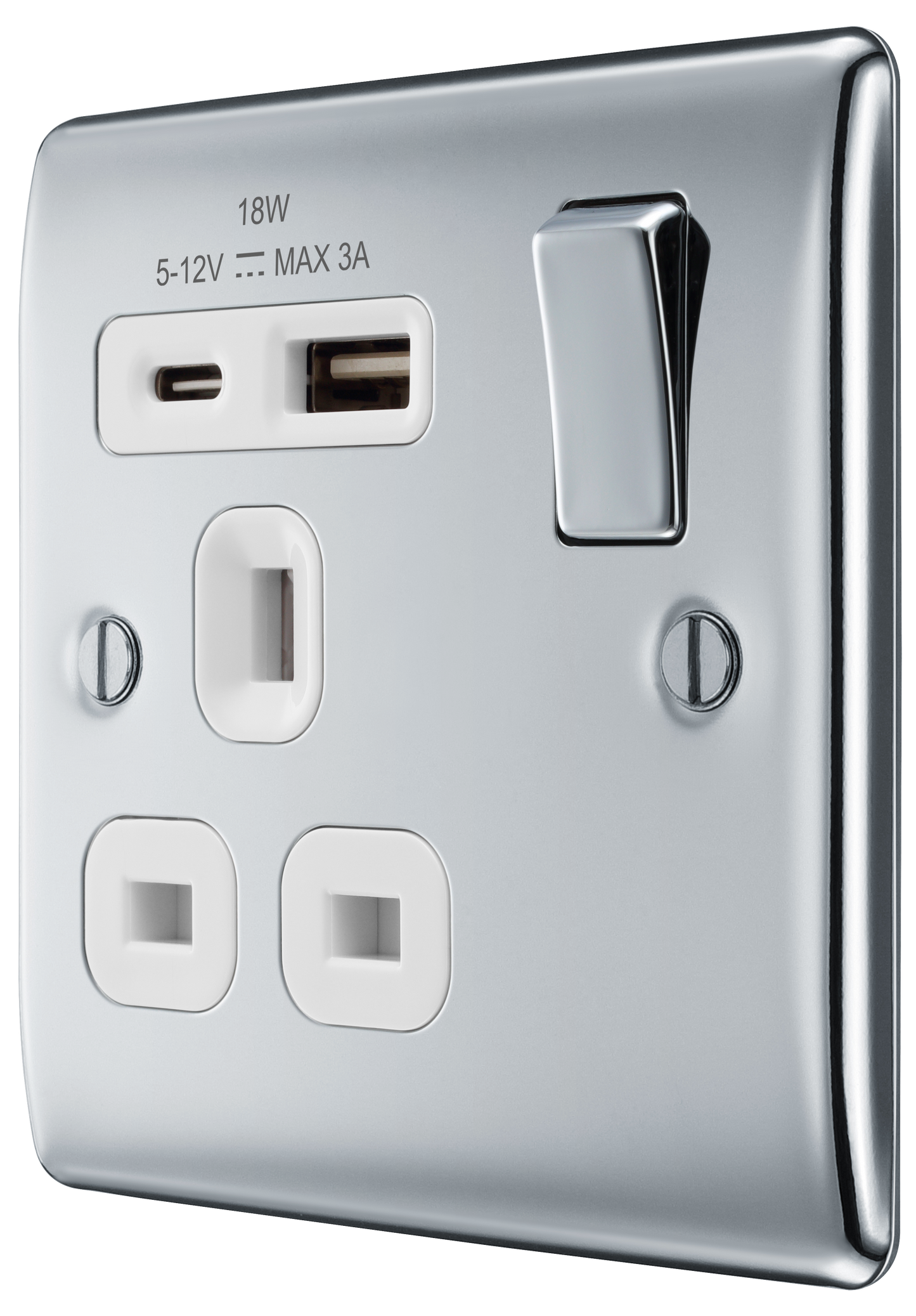 BG Nexus Metal Polished Chrome USB Charging Socket