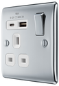 BG Nexus Metal Polished Chrome USB Charging Socket