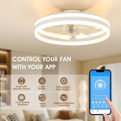 40cm Ceiling Fan with LED Light (App) - White