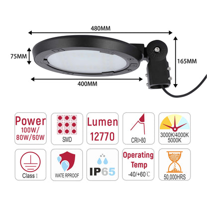 LED Outdoor Wall Light, Selectable 60-100W & 3CCT