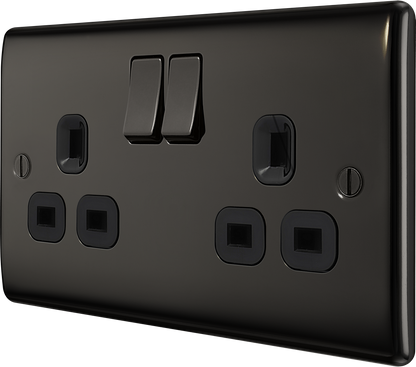 BG Nexus Metal Black Nickel 13A Switched Socket
