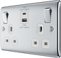 BG Nexus Metal Polished Chrome USB Charging Socket