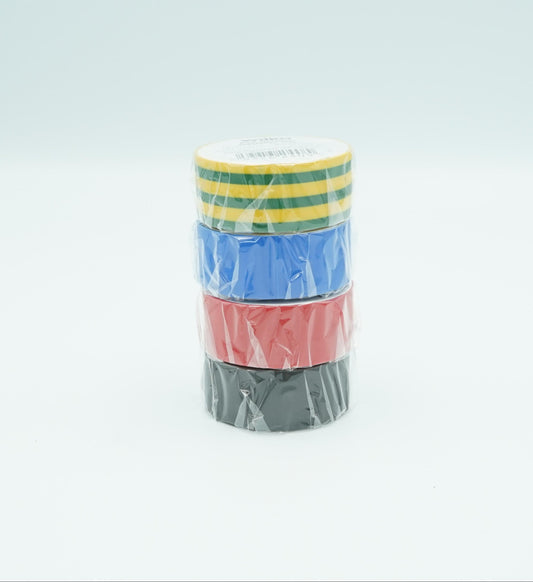 19mm x 4.5m Electrical Insulation Tape - Black/Red/Blue/Yellow&Green (Box of 96 Rolls)