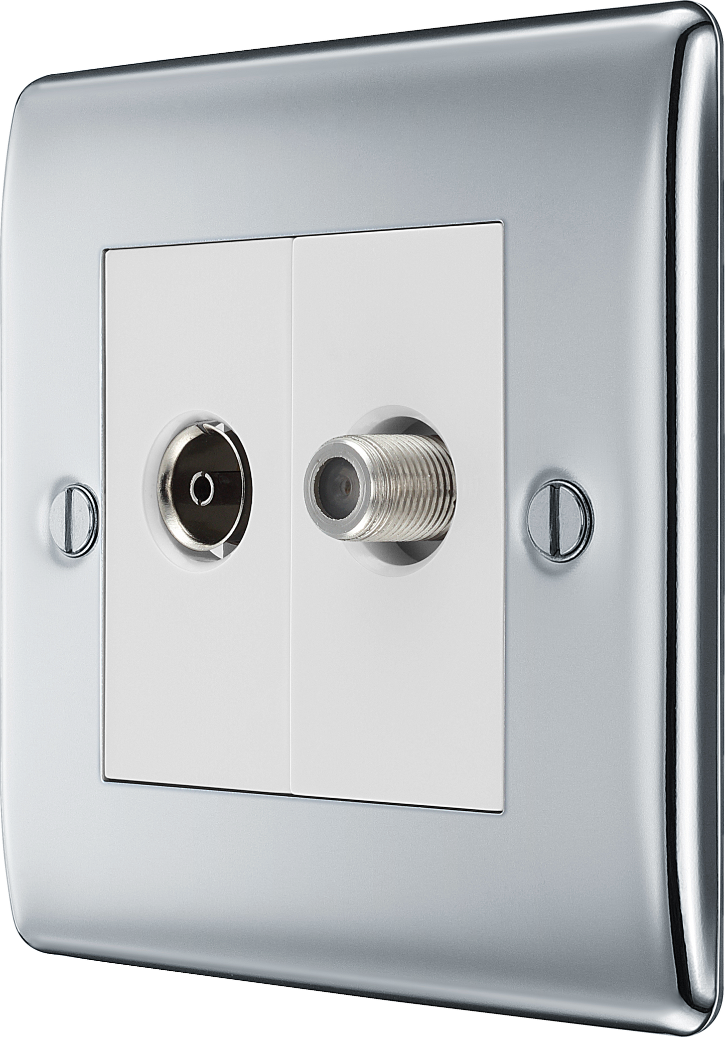 BG Nexus Metal Polished Chrome Co-Axial & Satellite Socket