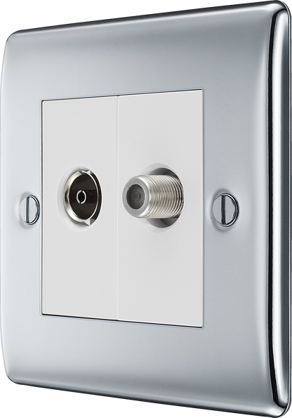 BG Nexus Metal Polished Chrome Co-Axial & Satellite Socket