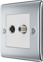 BG Nexus Metal Polished Chrome Co-Axial & Satellite Socket