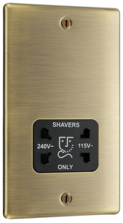 BG Nexus Metal Antique Brass Shaver Sockets