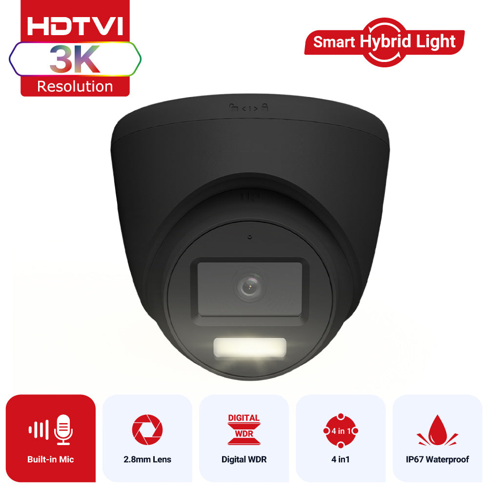 Hizone Pro 3K Hybrid Turret Cam, 1-Way Audio 40m, Black – HZ-TC500S-B