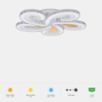 Tekled Crystal LED Ceiling Lights - Floral, Double Ring, Doubl