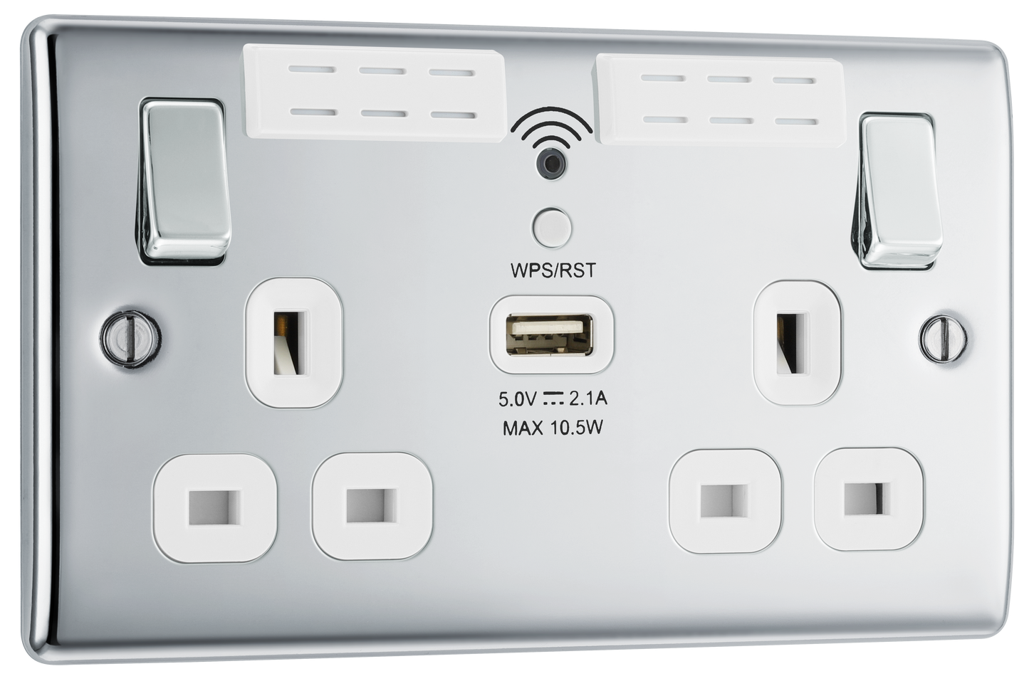BG Nexus Metal Polished Chrome 13A Wi-Fi Extender Socket