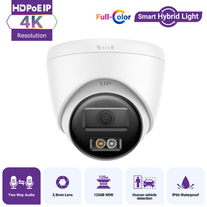 Hizone Pro 4K ColorVU Camera, 2-Way Audio, White – HZ-IPC800M-W