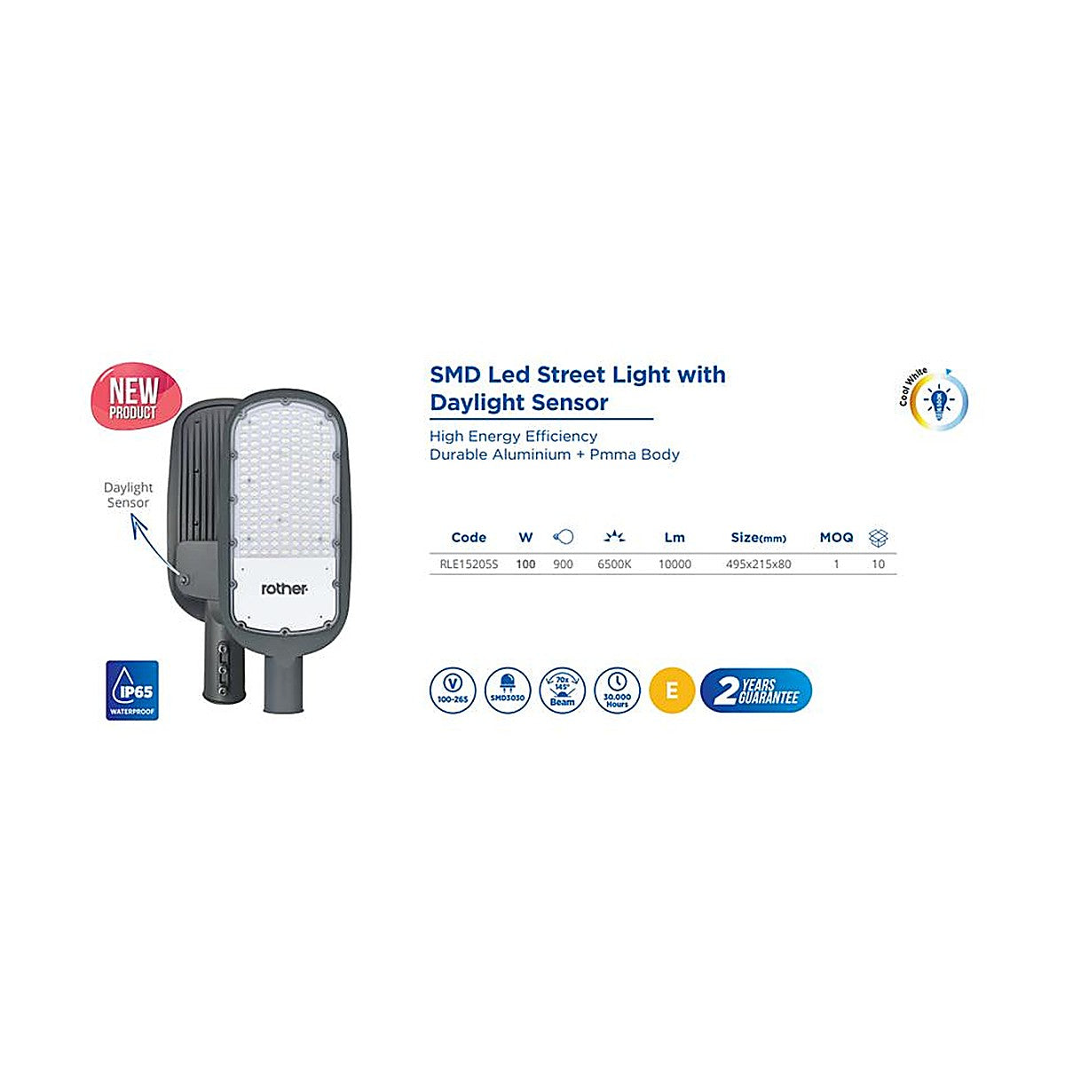 Rother SMD LED Street Light With Sensor 100W