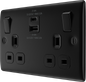 BG Nexus Metal Matt Black USB Charging Socket