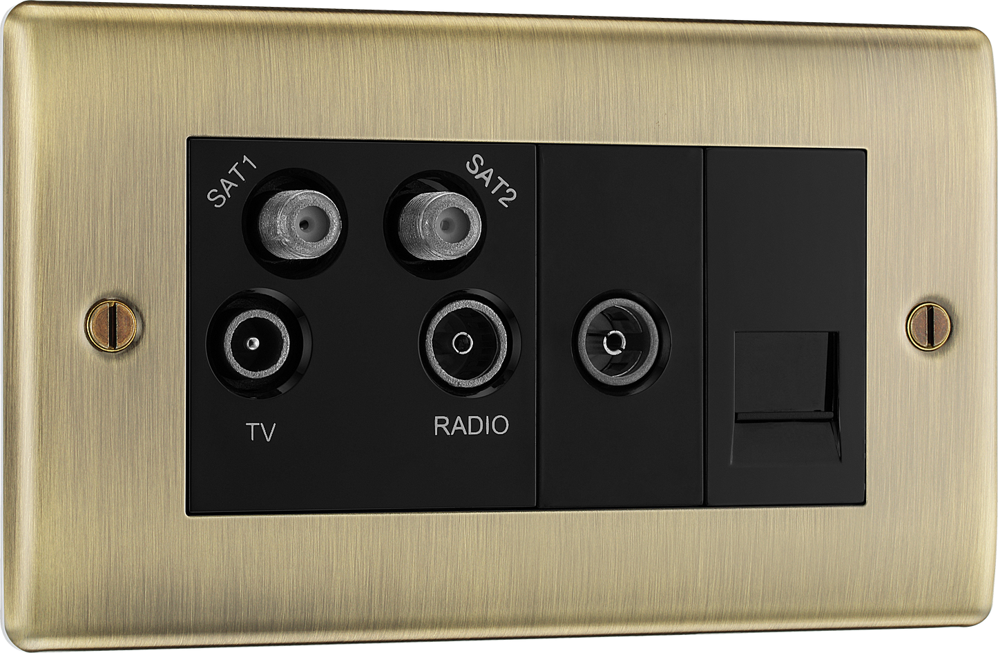 BG Nexus Metal Antique Brass Co-Axial & Satellite Sockets