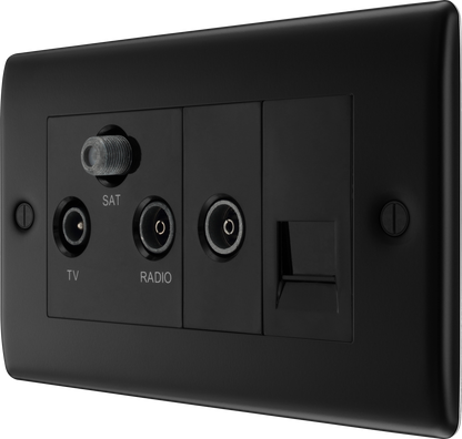 BG Nexus Metal Matt Black Co-Axial & Satellite Socket