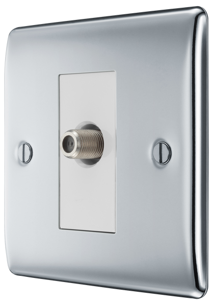 BG Nexus Metal Polished Chrome Co-Axial & Satellite Socket