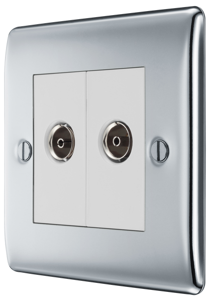 BG Nexus Metal Polished Chrome Co-Axial & Satellite Socket
