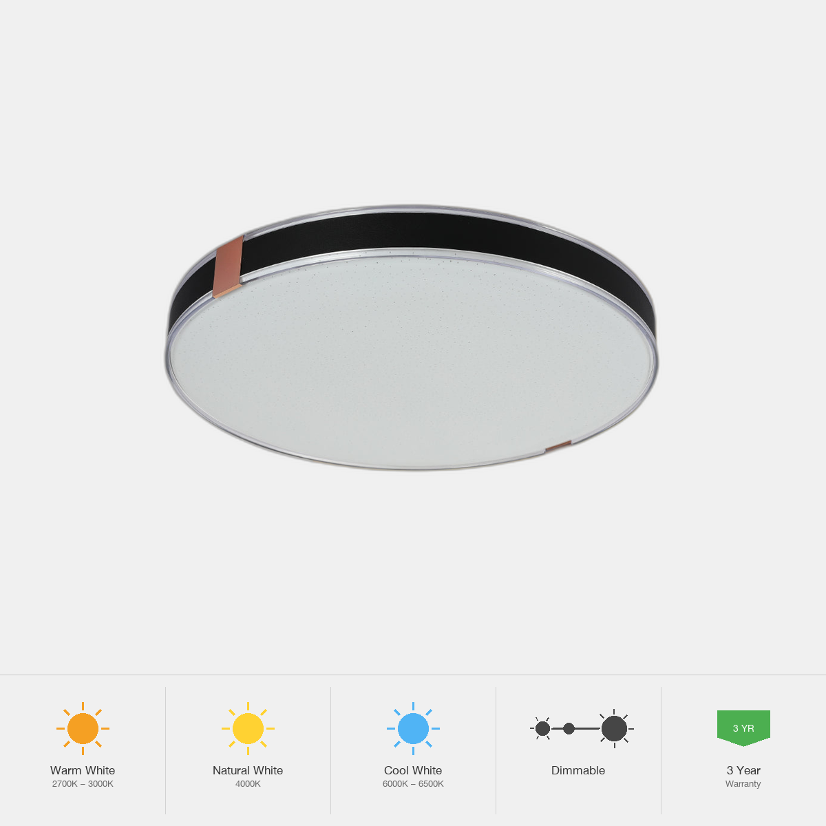 Tekled Modern Flush Ceiling Lights with Black Frame and Bronze