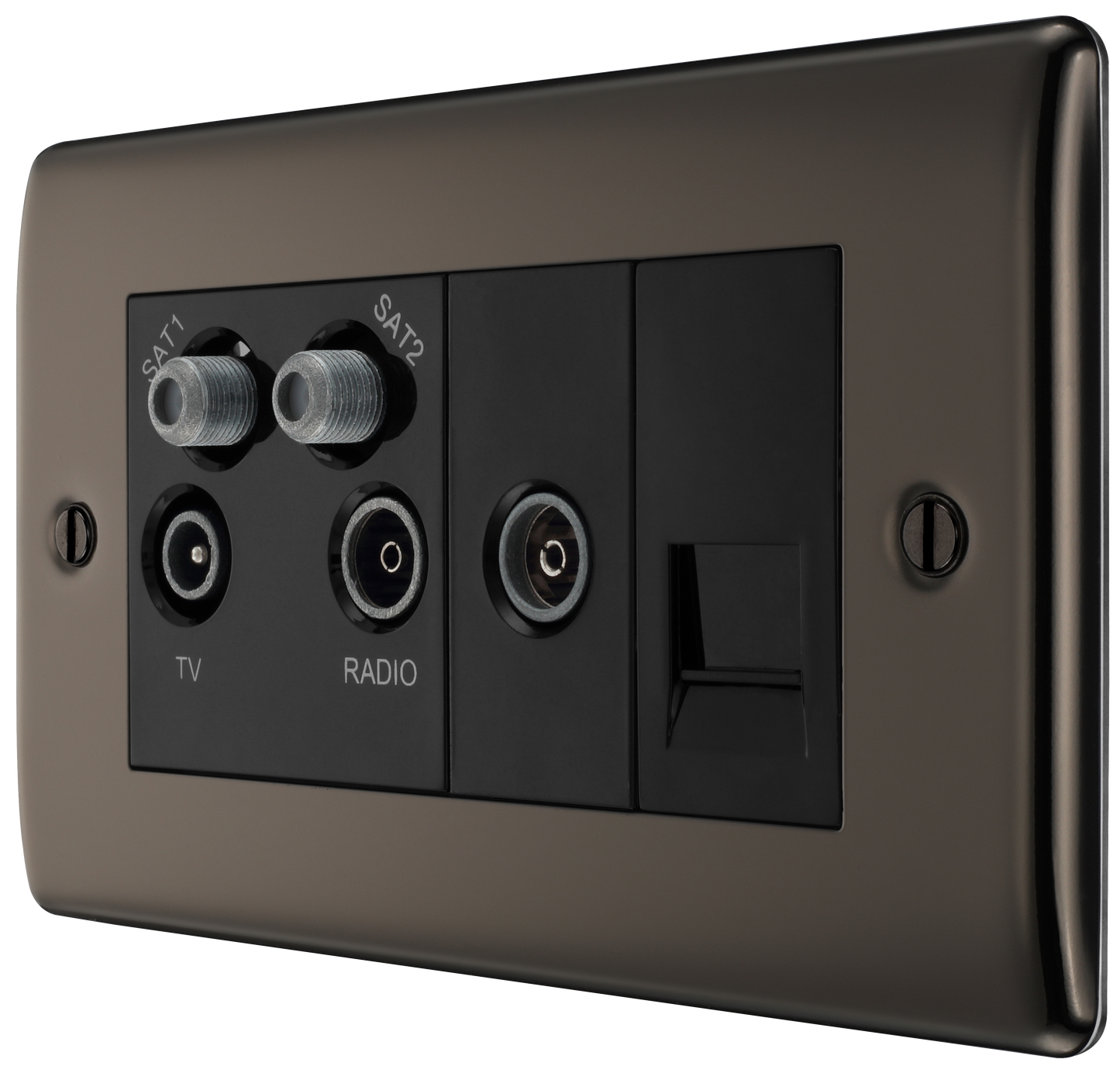 BG Nexus Metal Black Nickel Co-Axial & Satellite Socket