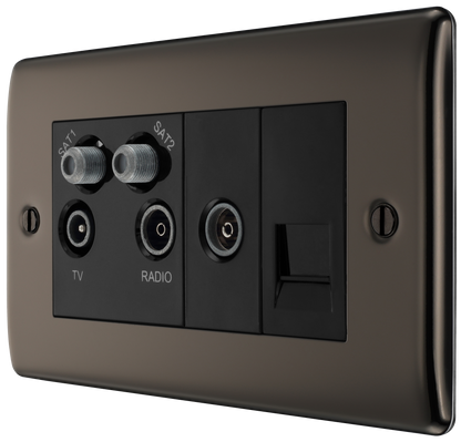 BG Nexus Metal Black Nickel Co-Axial & Satellite Socket