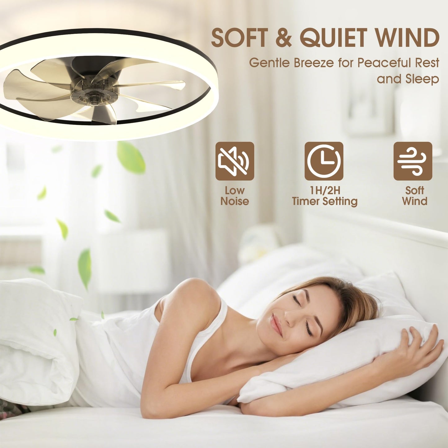 60cm Ceiling Fan with LED Light - Black