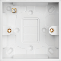 Rother White Square EDGE Single 25MM Pattress BOX with Earth Terminal