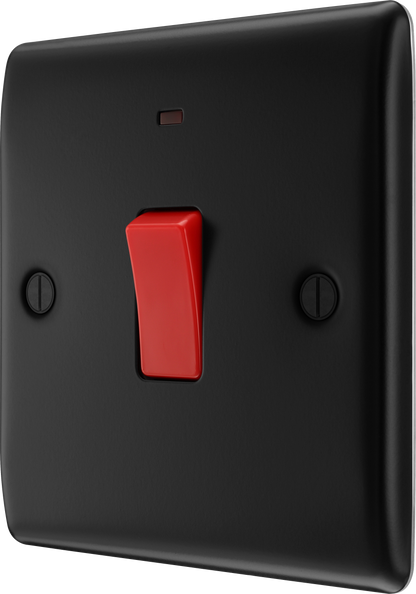 BG Nexus Metal Matt Black 45A Double Pole Switch