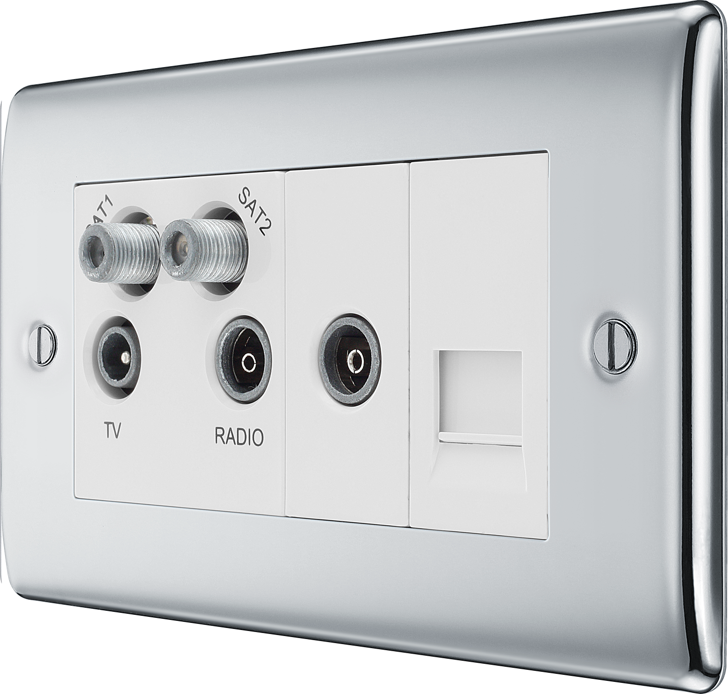 BG Nexus Metal Polished Chrome Co-Axial & Satellite Socket