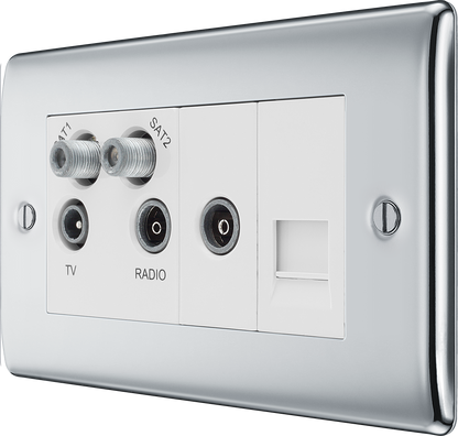 BG Nexus Metal Polished Chrome Co-Axial & Satellite Socket