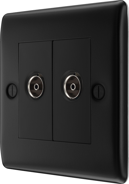 BG Nexus Metal Matt Black Co-Axial & Satellite Socket