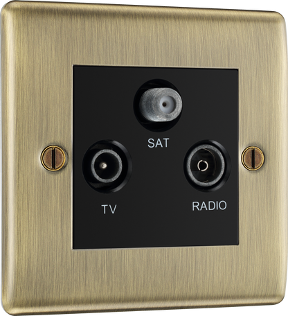 BG Nexus Metal Antique Brass Co-Axial & Satellite Sockets