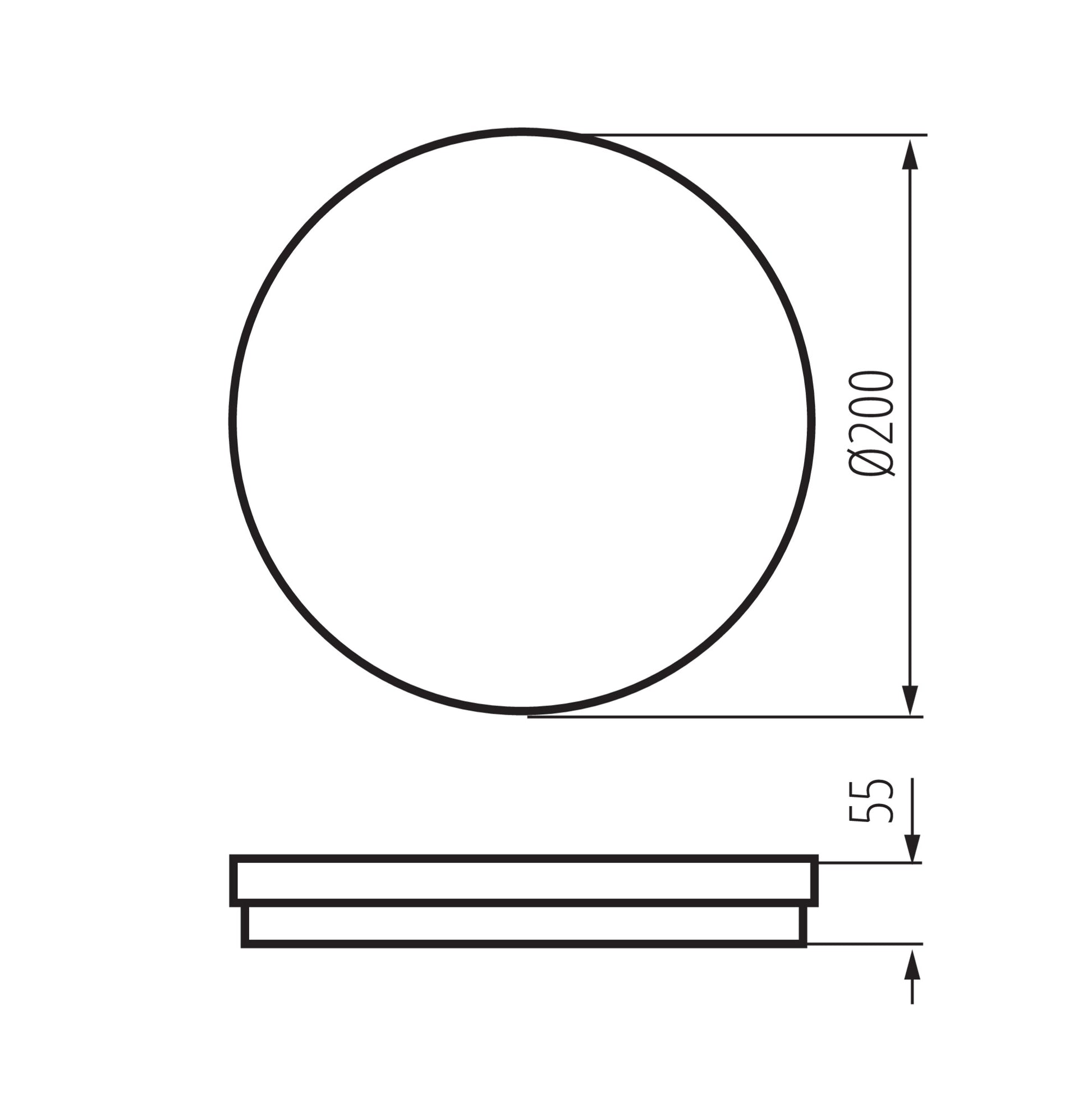 Kanlux BENO ECO 12W dimensions diagram Ø200mm