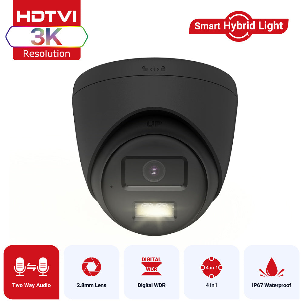 Hizone Pro 3K Hybrid Turret Cam, 2-Way Audio 40m, Black – HZ-TC500P-B