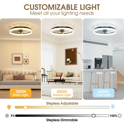 60cm Ceiling Fan with LED Light - Black