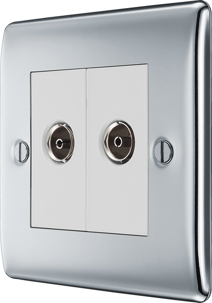 BG Nexus Metal Polished Chrome Co-Axial & Satellite Socket
