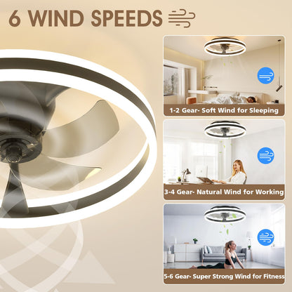 50cm Ceiling Fan with LED Light - Black