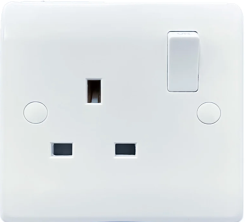 1 Gang 13A Switched Socket Double Pole - Round Corner