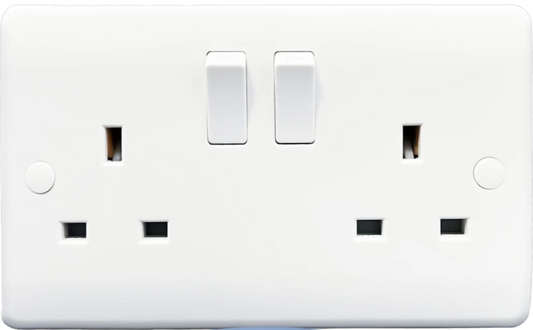 2 Gang 13A Switched Socket Double Pole - Round Corner