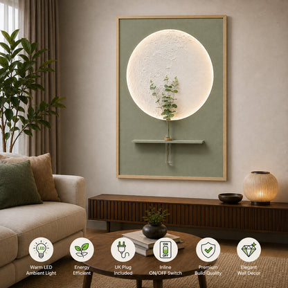 Illuminé Collection LED Wall Art Luxe Floral Vase Illuminated Canvas 83x123cm with UK Plug & ON/OFF Switch