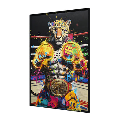 Illuminé Collection LED Wall Art Tiger Boxing Illuminated Canvas 83x123cm with UK Plug & ON/OFF Switch