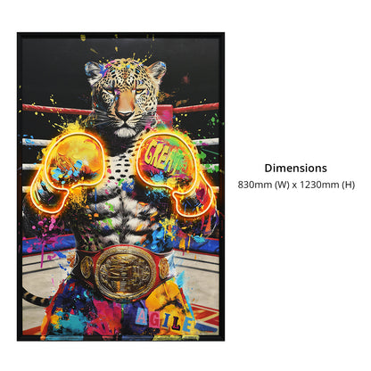 Illuminé Collection LED Wall Art Tiger Boxing Illuminated Canvas 83x123cm with UK Plug & ON/OFF Switch