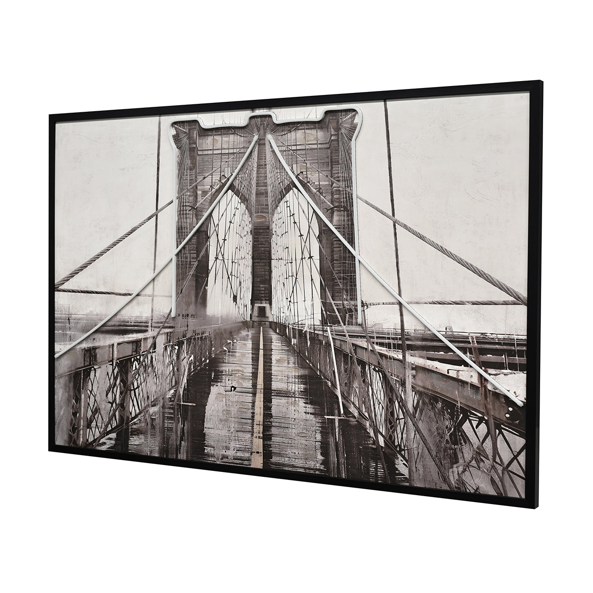 Illuminé Collection LED Wall Art Winter Bridge Illuminated Canvas 123x83cm with UK Plug & ON/OFF Switch