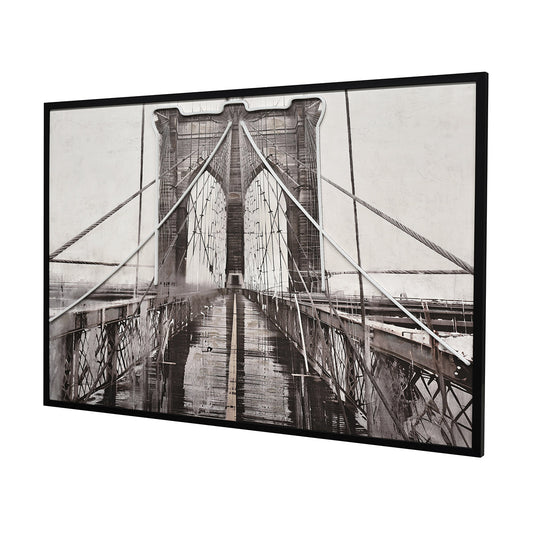 Illuminé Collection LED Wall Art Winter Bridge Illuminated Canvas 123x83cm with UK Plug & ON/OFF Switch