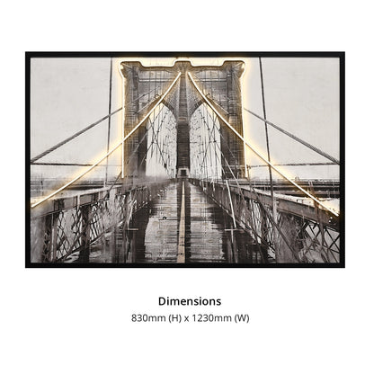 Illuminé Collection LED Wall Art Winter Bridge Illuminated Canvas 123x83cm with UK Plug & ON/OFF Switch