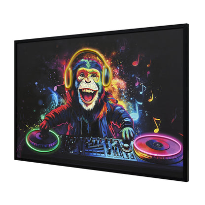 Illuminé Collection LED Wall Art DJ Monkey Illuminated Canvas 123x83cm with UK Plug & ON/OFF Switch